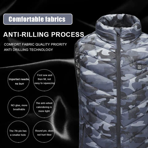 ThermoCamo – Electric Heated Vest Jacket with Carbon Heating Zones