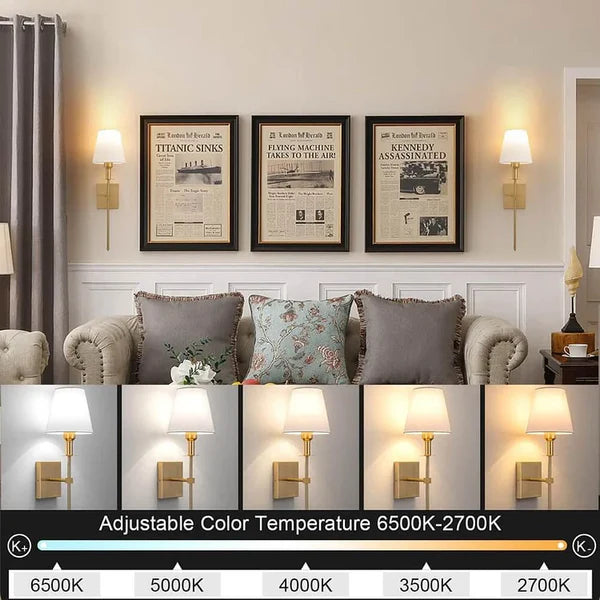 Aureline – Modern Brass & Fabric Wall Lamp
