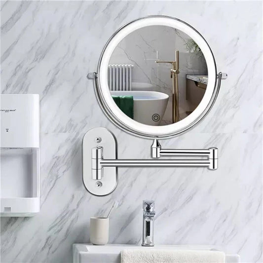 LumiView – Chrome Silver Rechargeable LED Magnifying Mirror Lamp