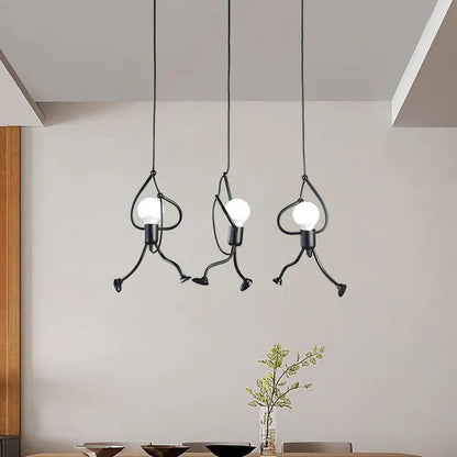 LumoJoy – Creative Iron Pendant Light with Playful Doll Design