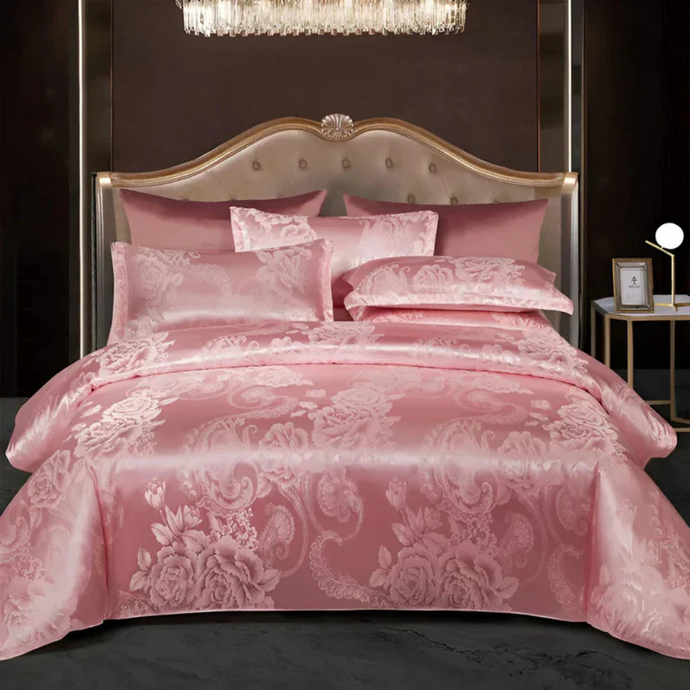 Velura – Luxury Satin Jacquard Bedding Set with Floral Pattern