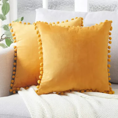 Zola – Elegant Pom-Pom Edge Cushion Cover for Modern Sofa & Living Room Décor