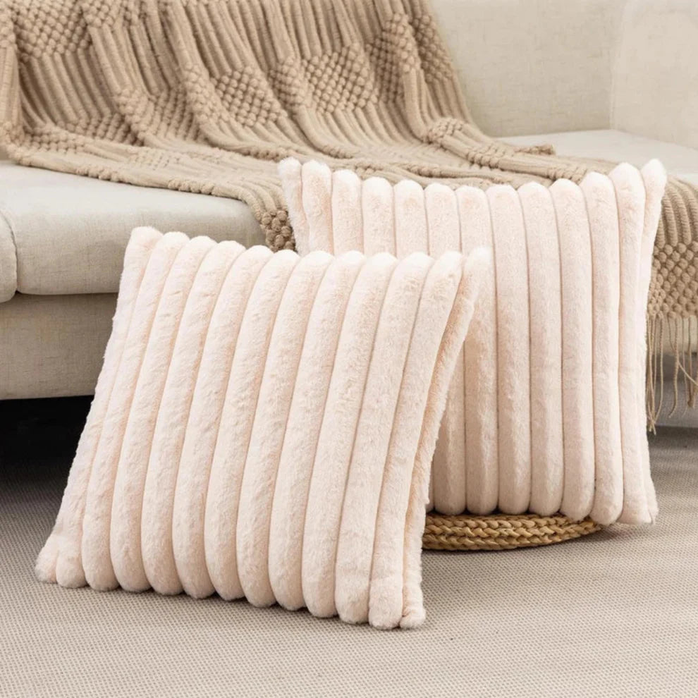 Zlina – Ultra-Soft Ribbed Plush Cushion Cover for Modern Sofa & Bedroom Décor