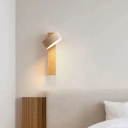 Traveloft – Wabi-Sabi Travertine & Wood LED Wall Lamp