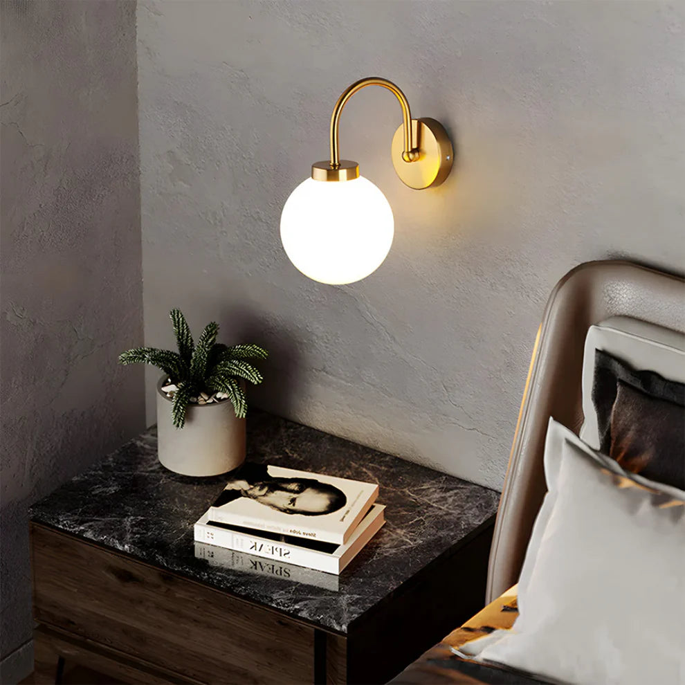 Aurevia – Modern Brass Globe Glass Wall Lamp