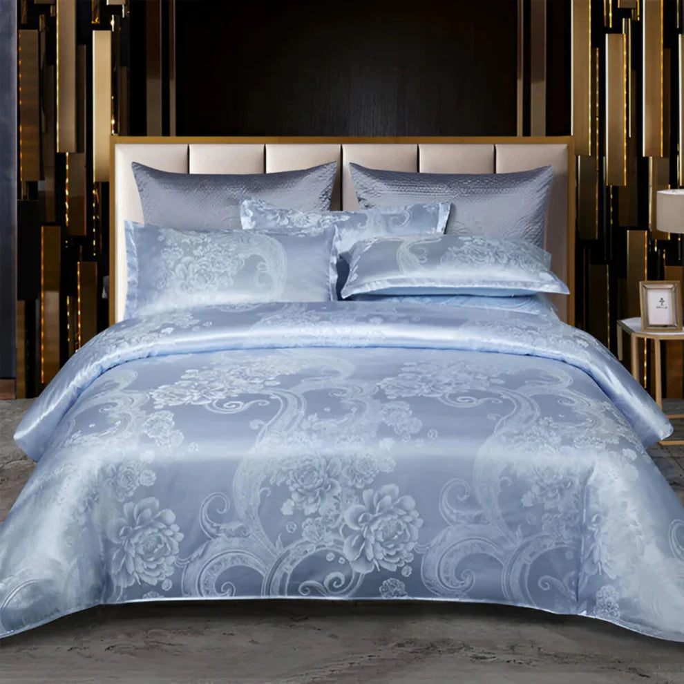 Velura – Luxury Satin Jacquard Bedding Set with Floral Pattern
