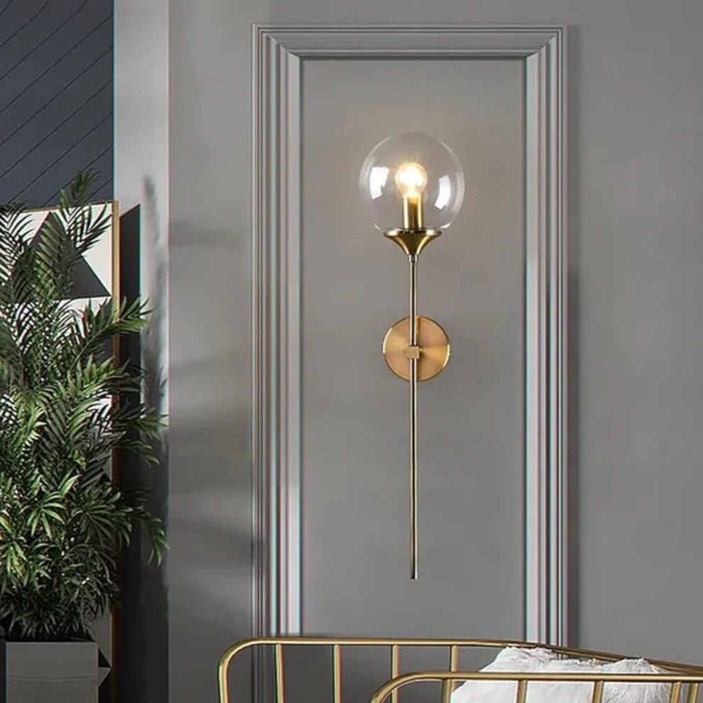 Solarya – Art Deco Brass Globe Glass Wall Lamp