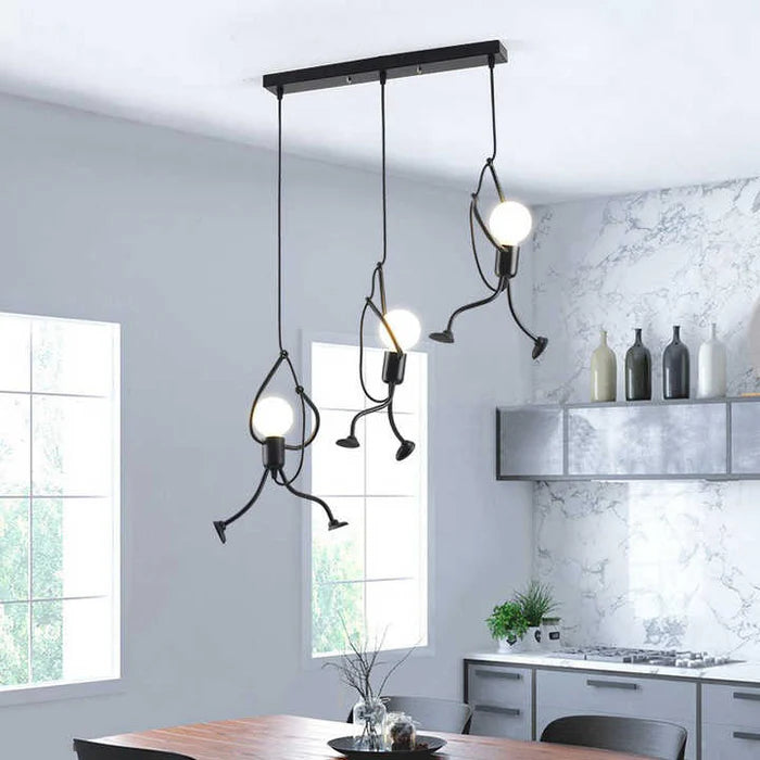 LumoJoy – Creative Iron Pendant Light with Playful Doll Design