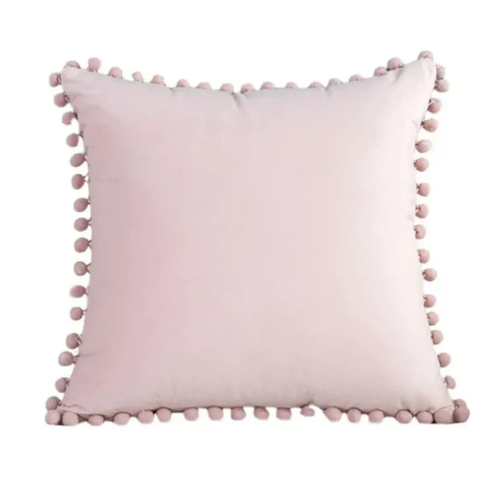 Zola – Elegant Pom-Pom Edge Cushion Cover for Modern Sofa & Living Room Décor