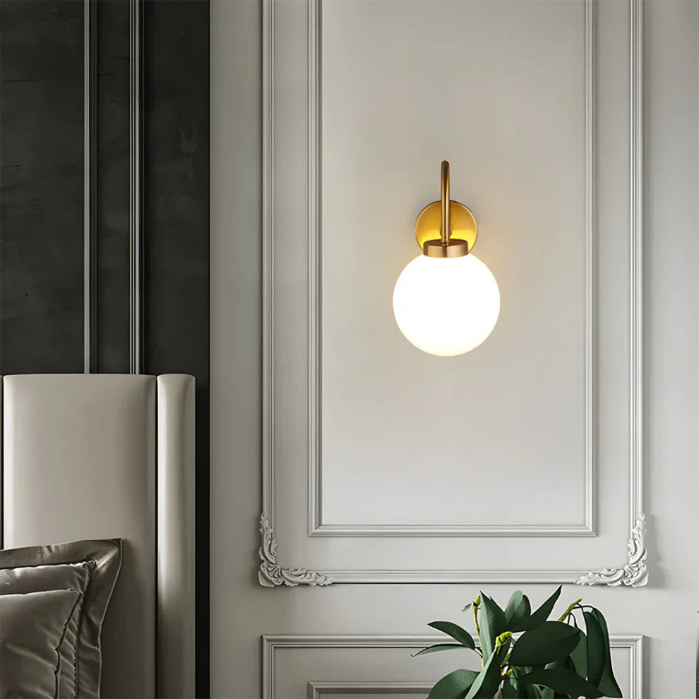 Aurevia – Modern Brass Globe Glass Wall Lamp