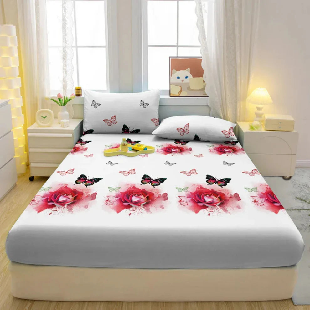 Junoa – Elegant Printed Bed Sheet Set with Pillowcases for Stylish Bedroom Décor