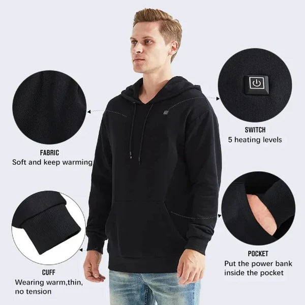 ThermoLux Warm – USB Heated Hoodie with 5 Heating Levels