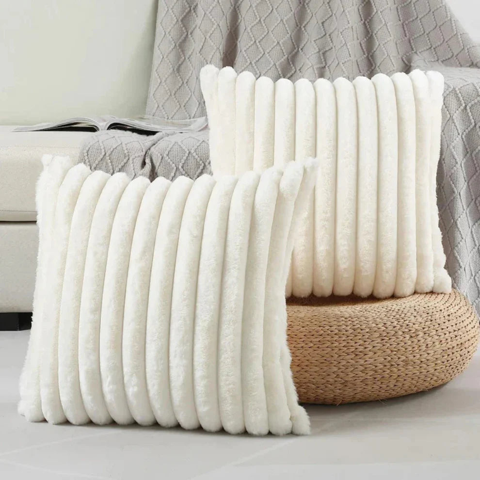 Zlina – Ultra-Soft Ribbed Plush Cushion Cover for Modern Sofa & Bedroom Décor