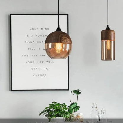 NordLuma – Scandinavian Wooden & Glass Pendant Light