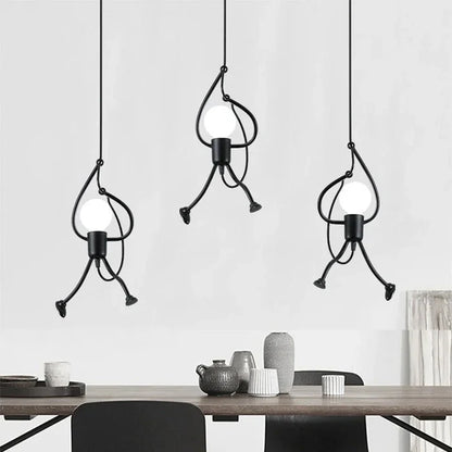 LumoJoy – Creative Iron Pendant Light with Playful Doll Design