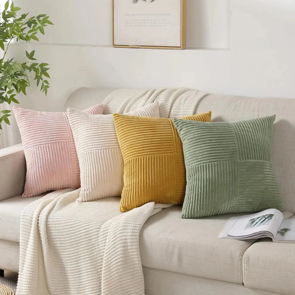 Volyx – Soft Corduroy Cushion Cover Set for Modern Sofa & Living Room Décor