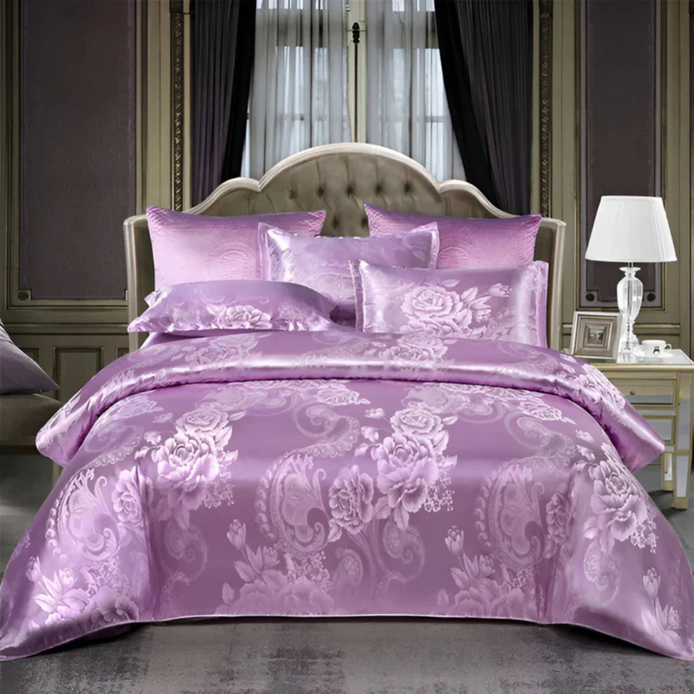 Velura – Luxury Satin Jacquard Bedding Set with Floral Pattern