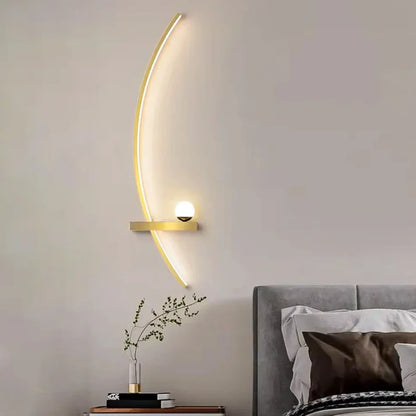 Lunaris – Modern LED Wall Lamp with Shelf & Arc Design