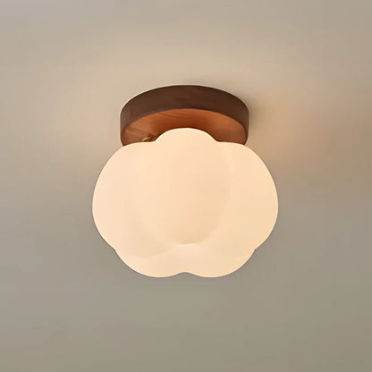 LumoPumpkin – Nordic Pumpkin Glass Ceiling Light with Wooden Base
