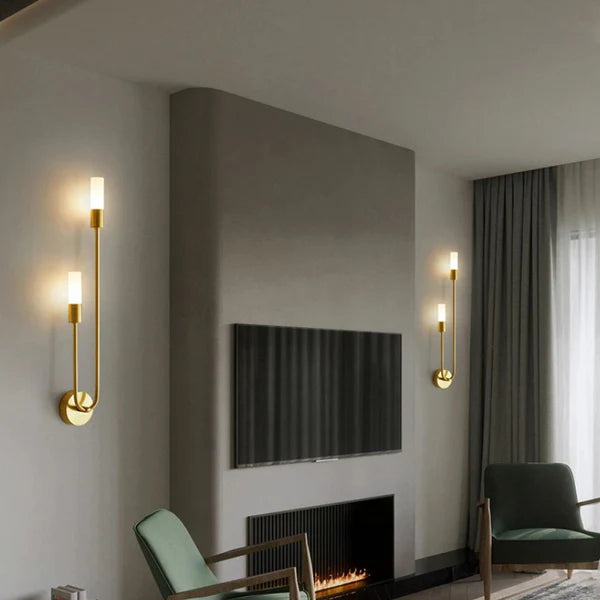 Velora – Modern Gold LED Wall Lamp with Dual Light Tubes