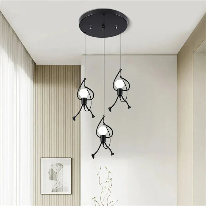 LumoJoy – Creative Iron Pendant Light with Playful Doll Design