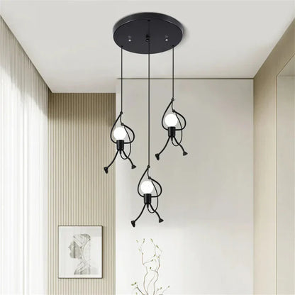 LumoJoy – Creative Iron Pendant Light with Playful Doll Design