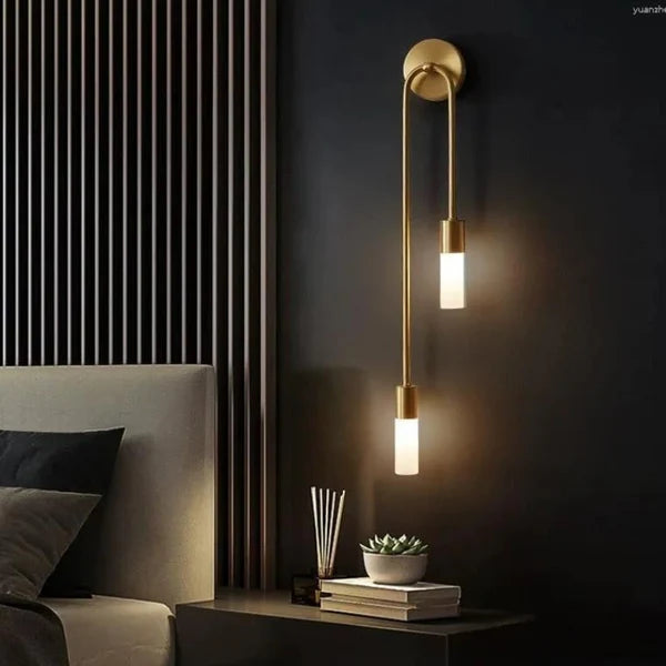 Velora – Modern Gold LED Wall Lamp with Dual Light Tubes