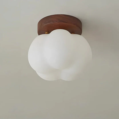 LumoPumpkin – Nordic Pumpkin Glass Ceiling Light with Wooden Base