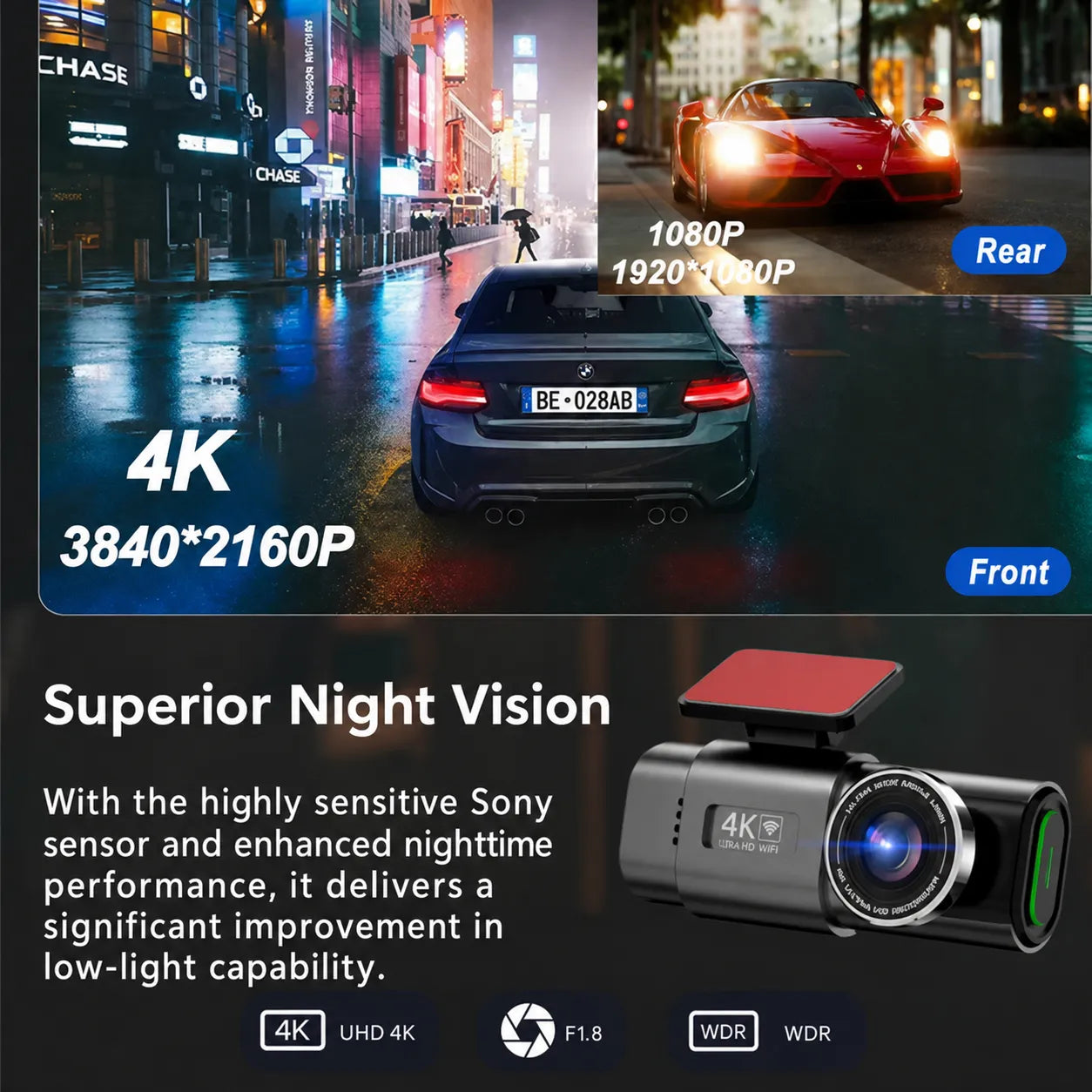 Bricodil – 4K GPS WiFi Car Dash Cam