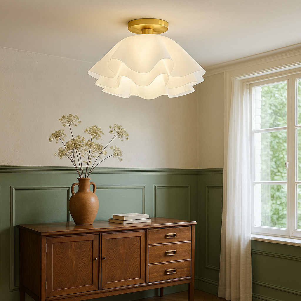 Velura – Elegant Wavy Brass LED Ceiling Light