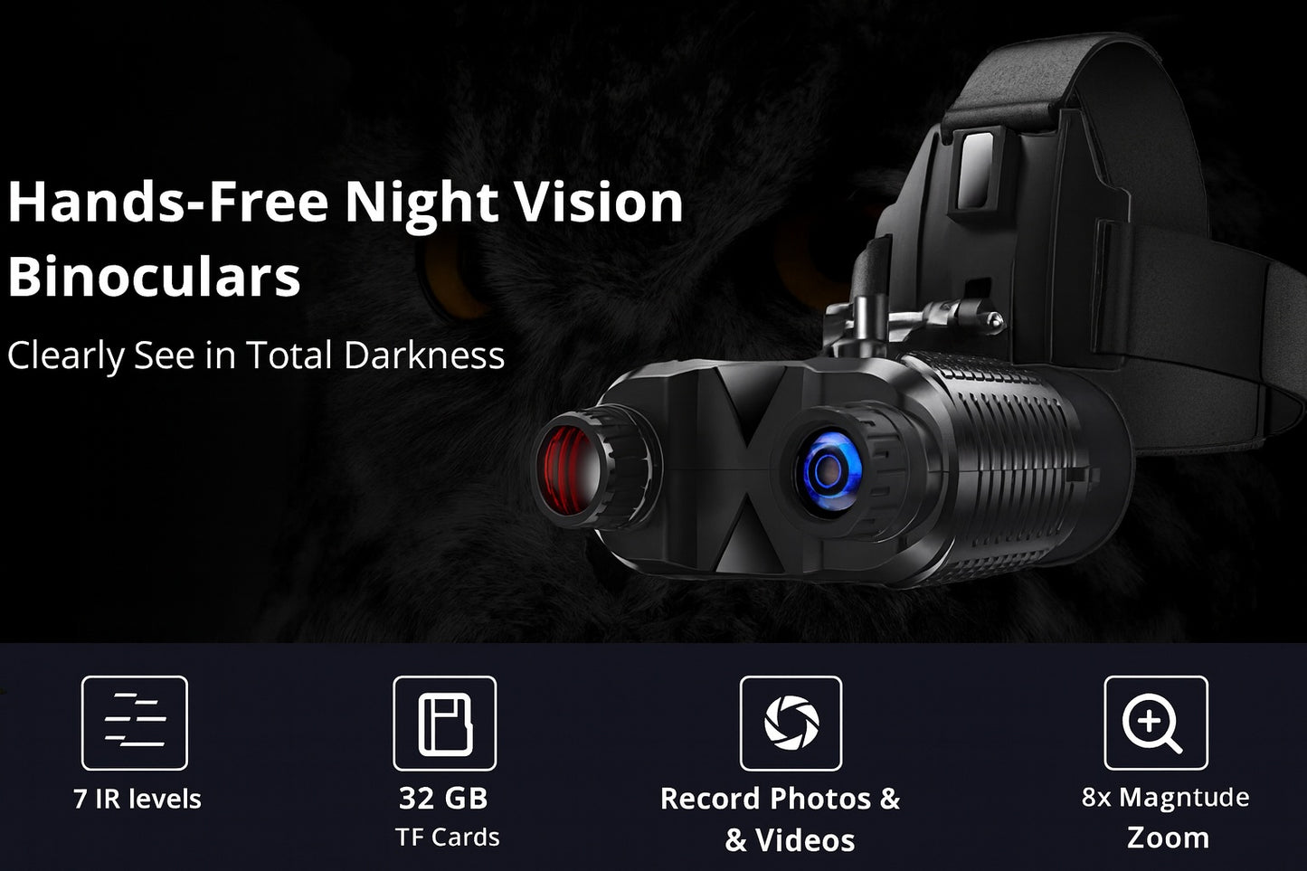 Night Vision Binoculars 8X 4K Head Mount – Bricodil BCD4729