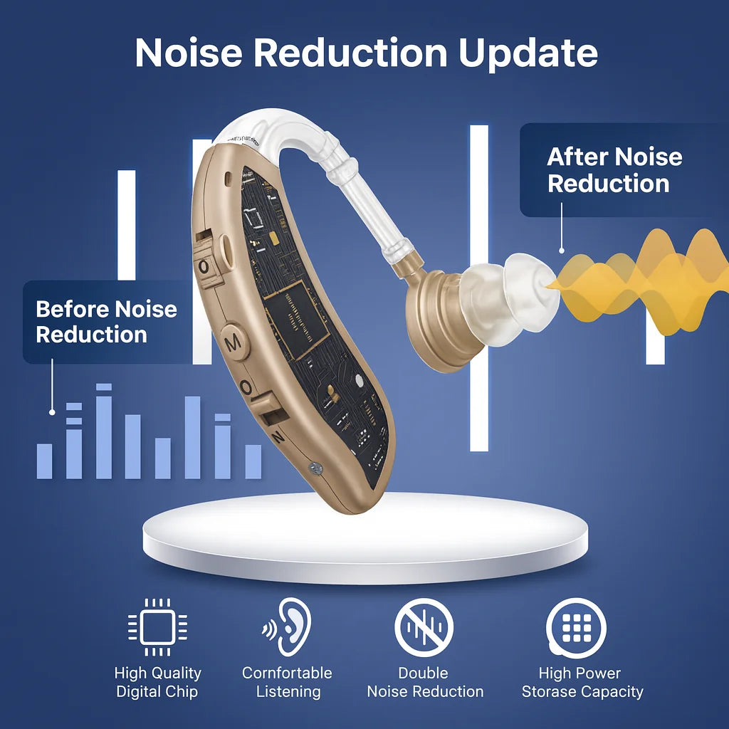Rechargeable Hearing Aids with Noise Reduction & Long Battery - Bricodil BCD4729