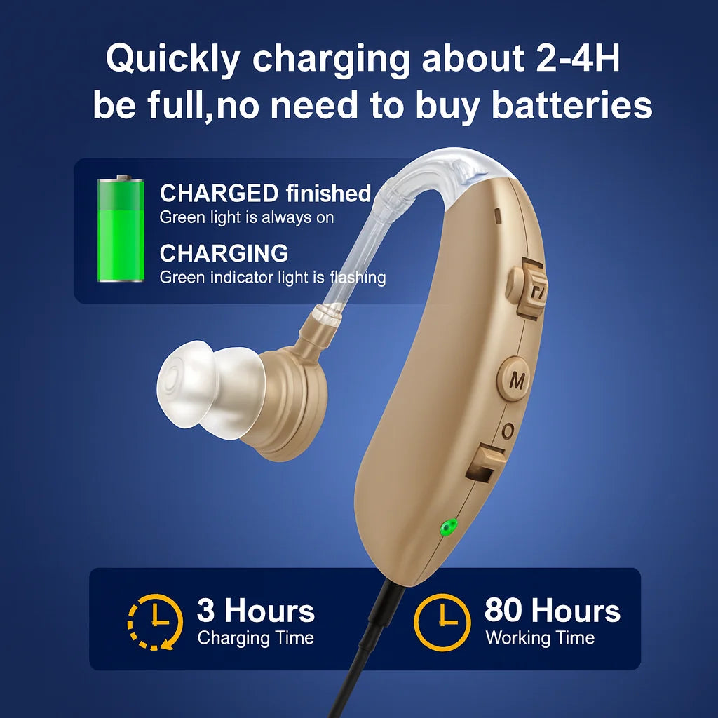 Rechargeable Hearing Aids with Noise Reduction & Long Battery - Bricodil BCD4729