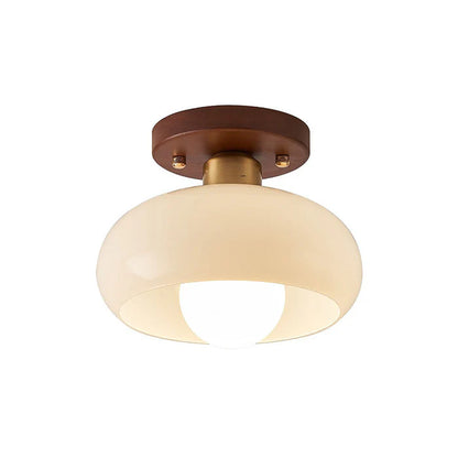 HaloDome – Retro Glass & Wood Ceiling Light