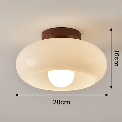 HaloDome – Retro Glass & Wood Ceiling Light