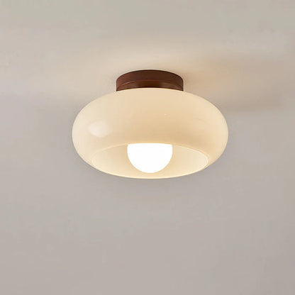 HaloDome – Retro Glass & Wood Ceiling Light