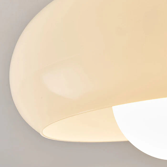 HaloDome – Retro Glass & Wood Ceiling Light