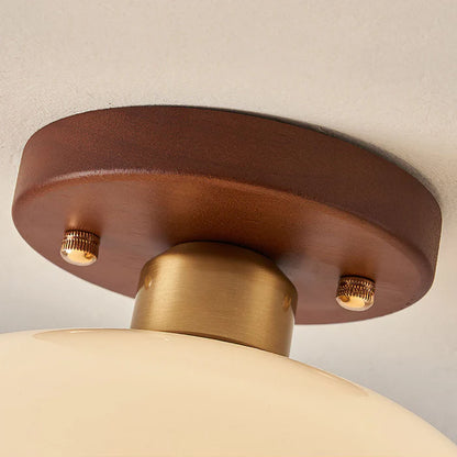HaloDome – Retro Glass & Wood Ceiling Light