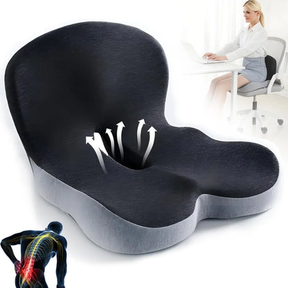 PosturaEase – Ergonomic Memory Foam Seat Cushion for Office, Car & Home