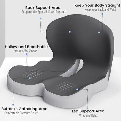 PosturaEase – Ergonomic Memory Foam Seat Cushion for Office, Car & Home