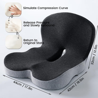 PosturaEase – Ergonomic Memory Foam Seat Cushion for Office, Car & Home