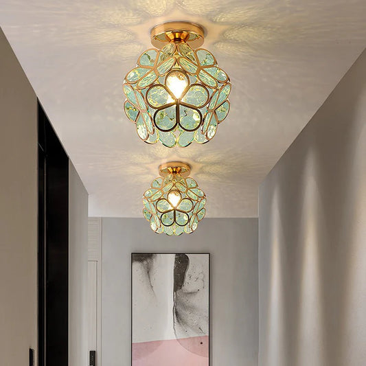 LustraBloom – Crystal Glass Flush Mount Ceiling Light