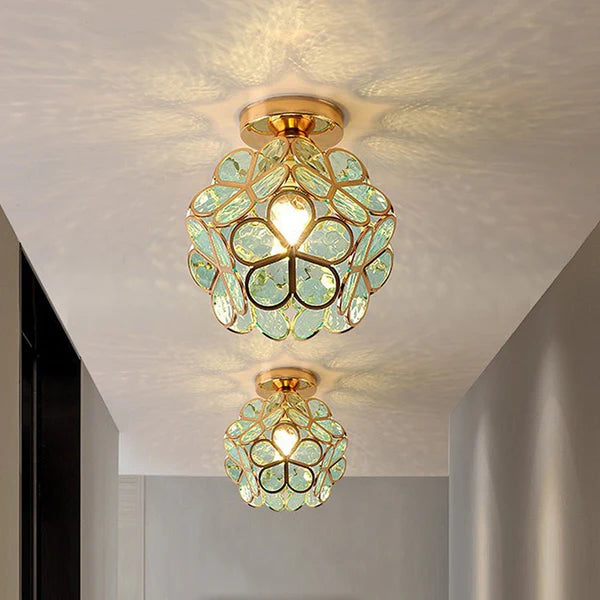 LustraBloom – Crystal Glass Flush Mount Ceiling Light
