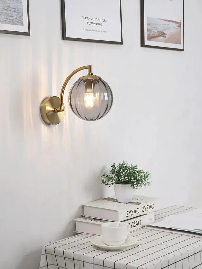 Aurelia – Elegant Glass Wall Lamp with Gold Finish