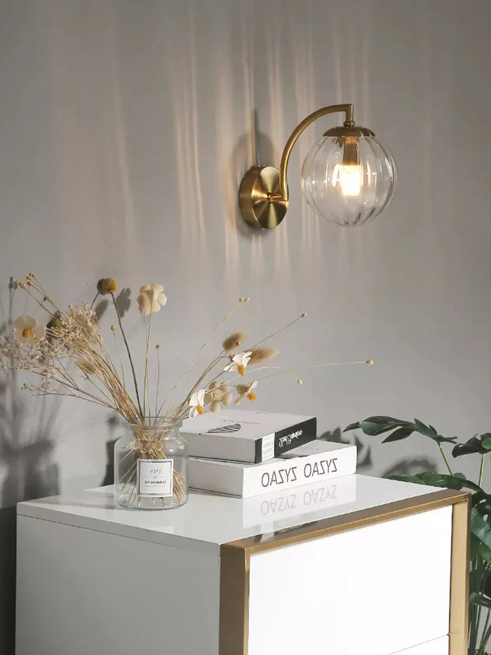 Aurelia – Elegant Glass Wall Lamp with Gold Finish