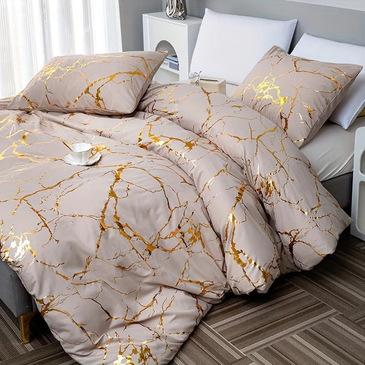 Marbelle – Luxury Marble Duvet Cover Set with Gold Accents