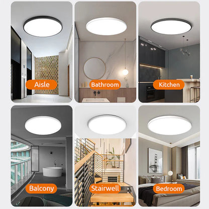LumiSphere – Modern LED Flush Mount Ceiling Light in White & Black Metal