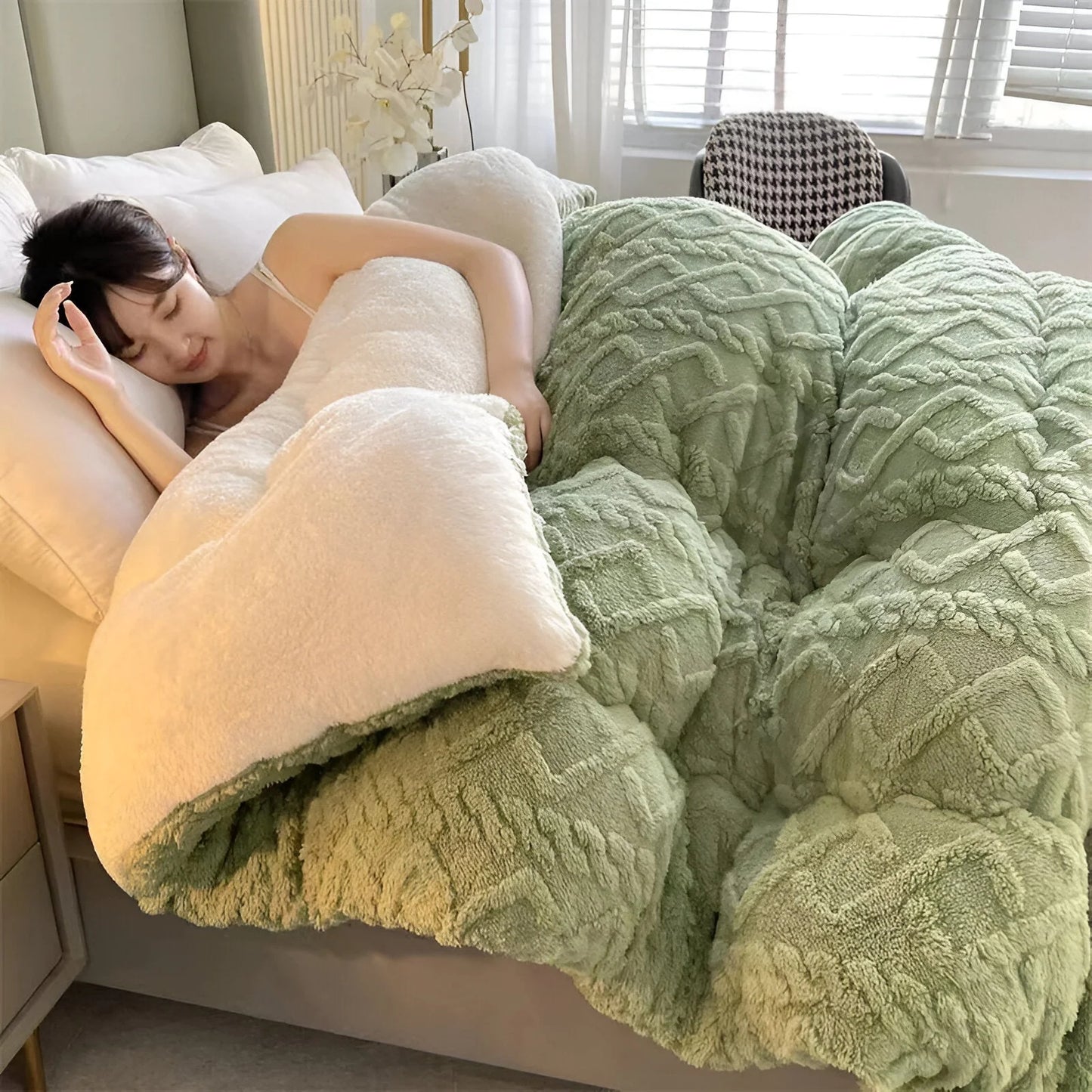 FluffFusion – Reversible Plush Sherpa Comforter for Warm & Elegant Bedrooms