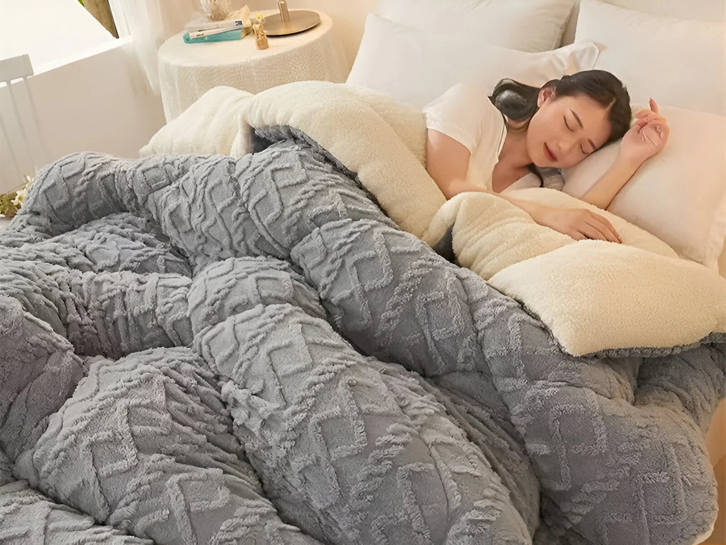 FluffFusion – Reversible Plush Sherpa Comforter for Warm & Elegant Bedrooms