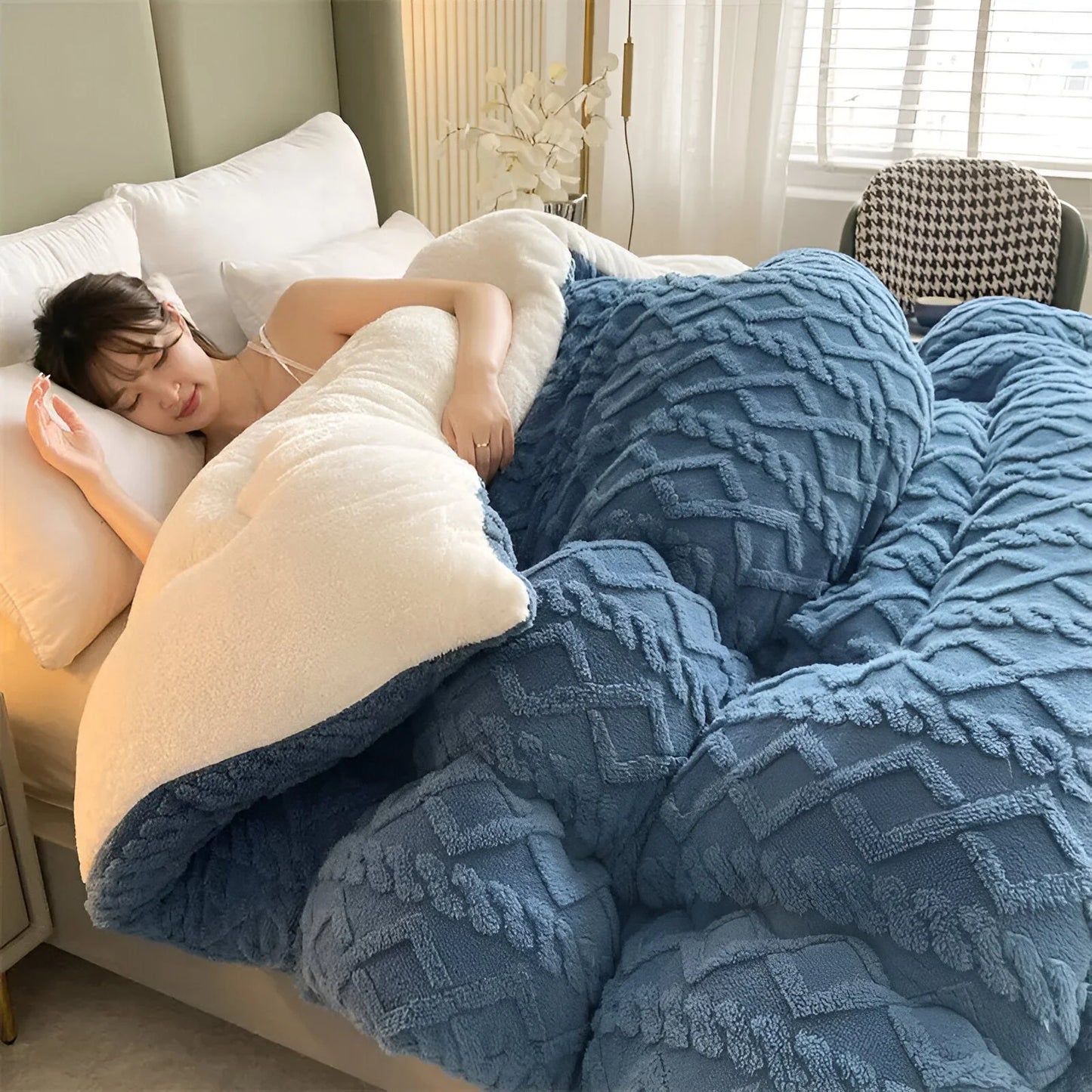 FluffFusion – Reversible Plush Sherpa Comforter for Warm & Elegant Bedrooms